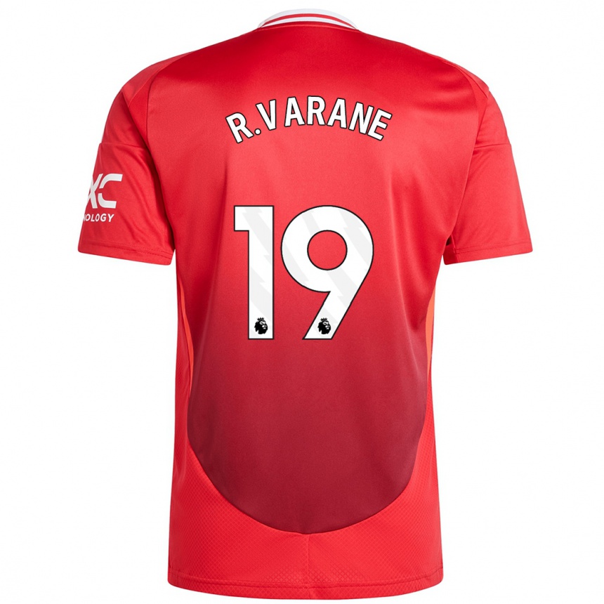 Kids Football Raphael Varane #19 Bright Red Home Jersey 2024/25 T-Shirt Nz