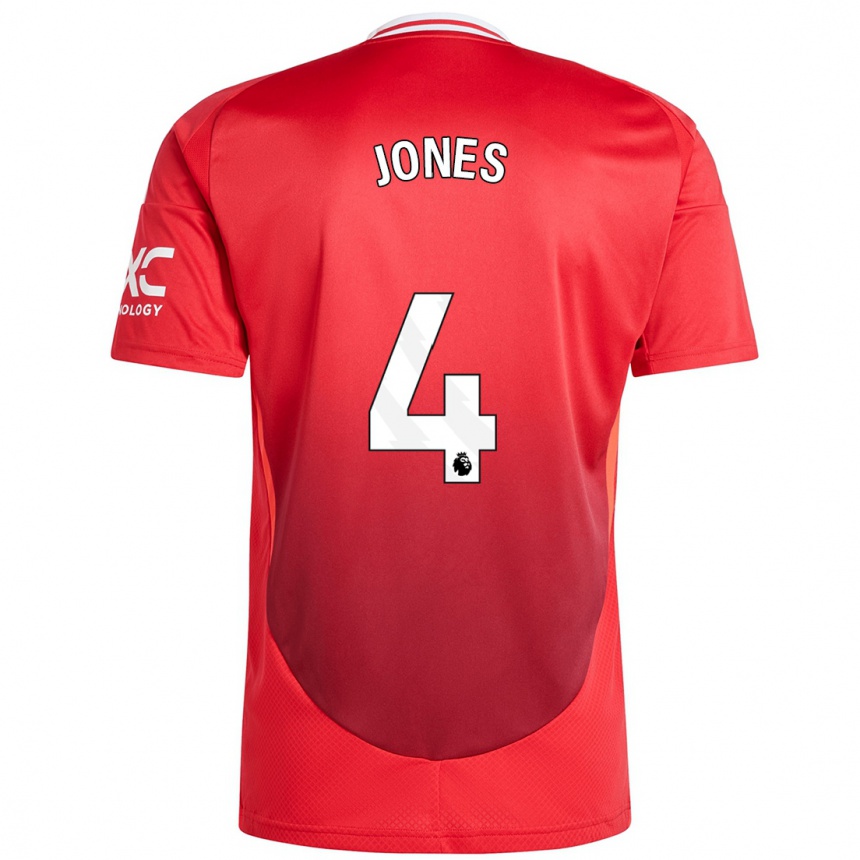 Kids Football Phil Jones #4 Bright Red Home Jersey 2024/25 T-Shirt Nz