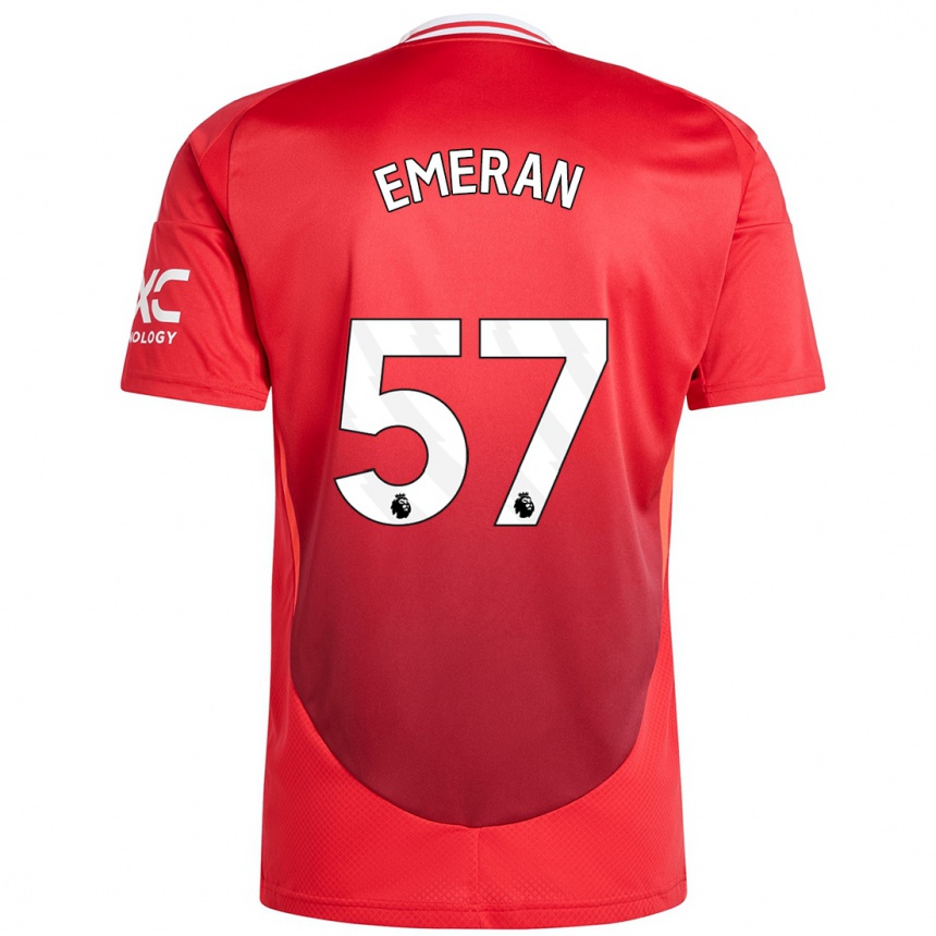 Kids Football Noam Emeran #57 Bright Red Home Jersey 2024/25 T-Shirt Nz