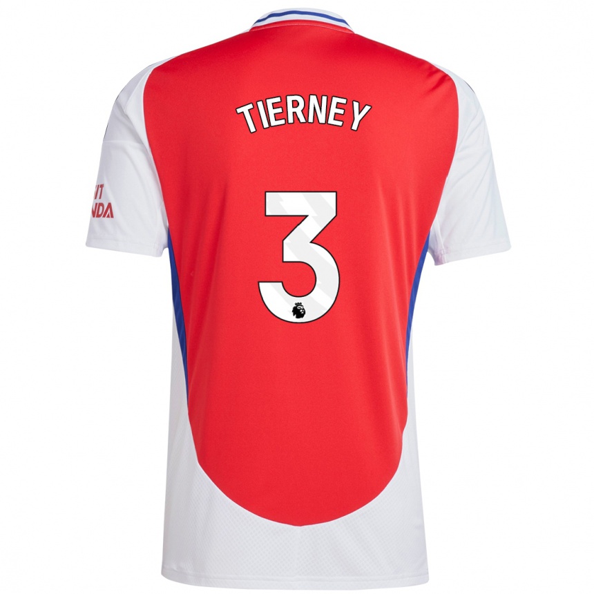 Kids Football Kieran Tierney #3 Red White Home Jersey 2024/25 T-Shirt Nz