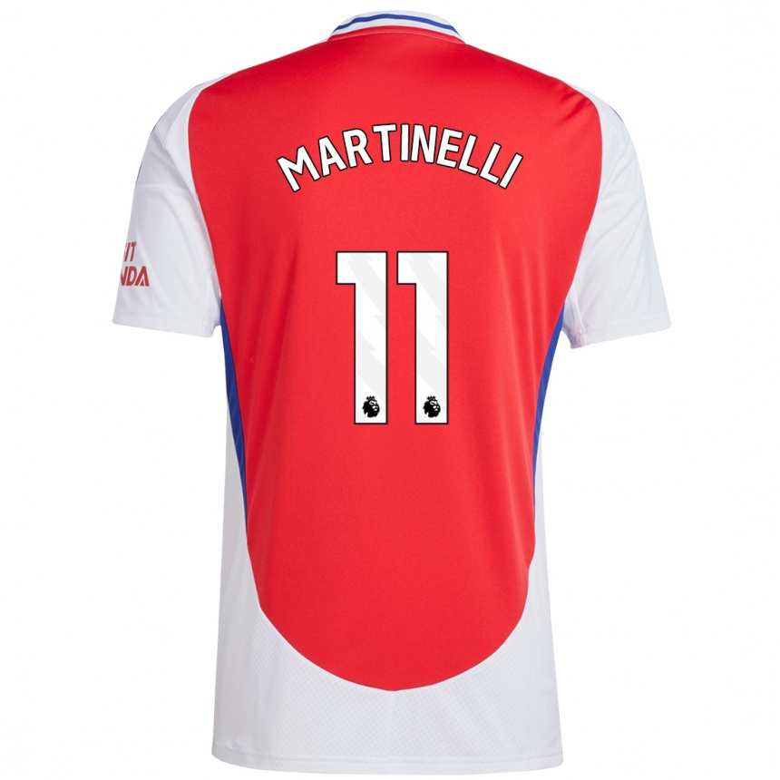 Kids Football Gabriel Martinelli #11 Red White Home Jersey 2024/25 T-Shirt Nz