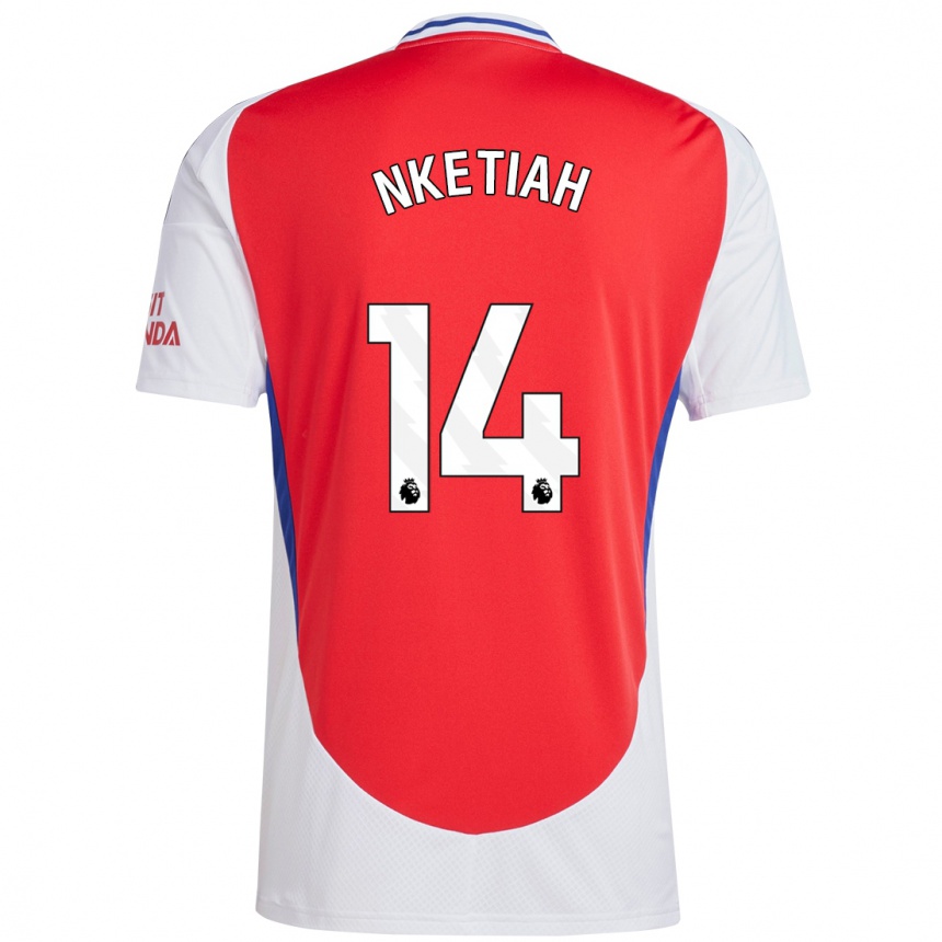 Kids Football Eddie Nketiah #14 Red White Home Jersey 2024/25 T-Shirt Nz