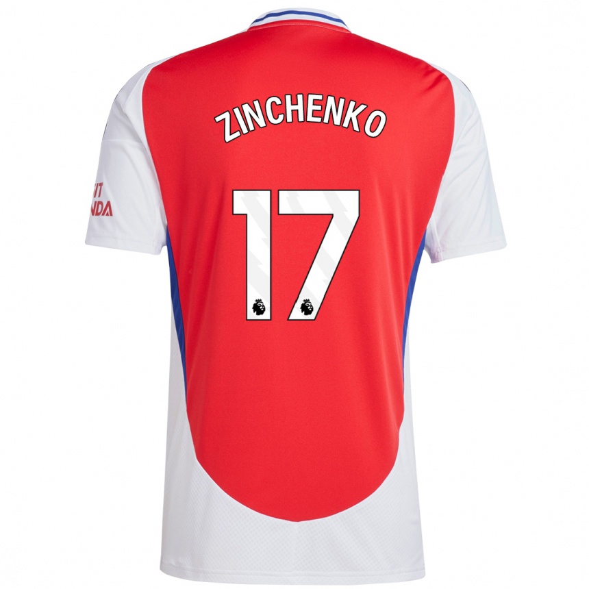 Kids Football Oleksandr Zinchenko #17 Red White Home Jersey 2024/25 T-Shirt Nz