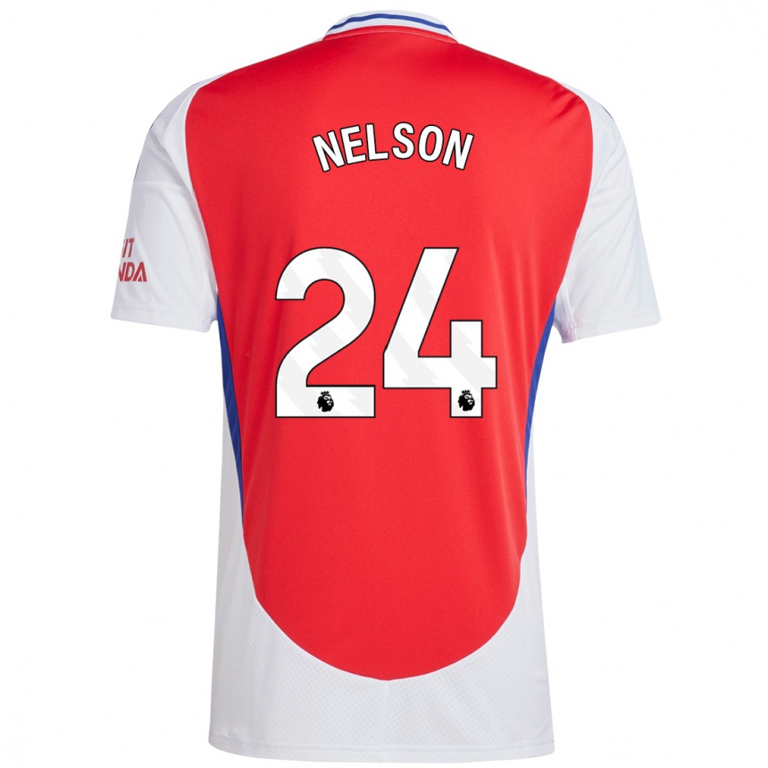 Kids Football Reiss Nelson #24 Red White Home Jersey 2024/25 T-Shirt Nz