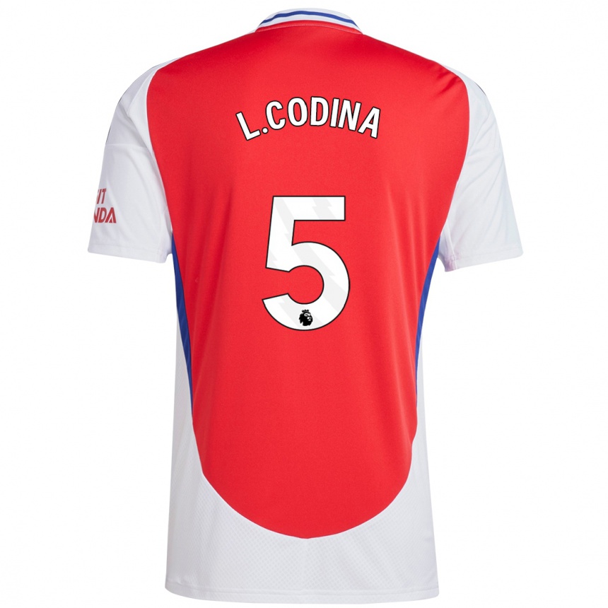 Kids Football Laia Codina #5 Red White Home Jersey 2024/25 T-Shirt Nz