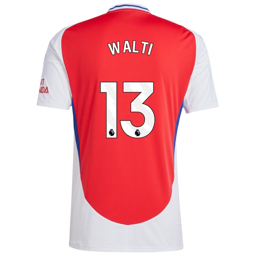 Kids Football Lia Walti #13 Red White Home Jersey 2024/25 T-Shirt Nz