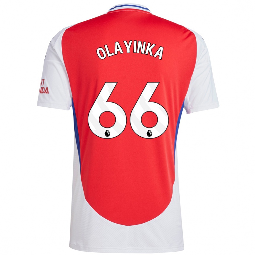 Kids Football James Olayinka #66 Red White Home Jersey 2024/25 T-Shirt Nz