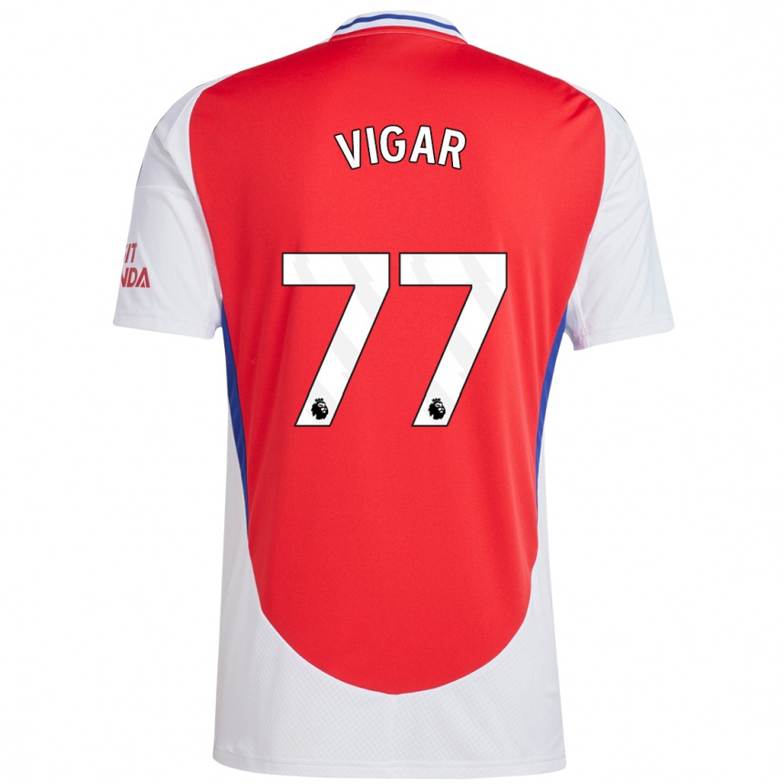 Kids Football Billy Vigar #77 Red White Home Jersey 2024/25 T-Shirt Nz