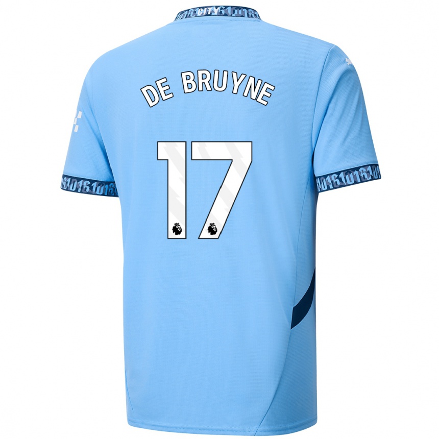 Kids Football Kevin De Bruyne #17 Navy Blue Home Jersey 2024/25 T-Shirt Nz