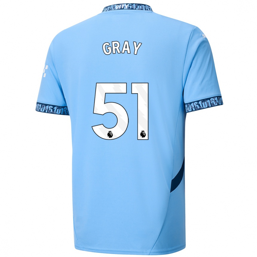 Kids Football Charlie Gray #51 Navy Blue Home Jersey 2024/25 T-Shirt Nz