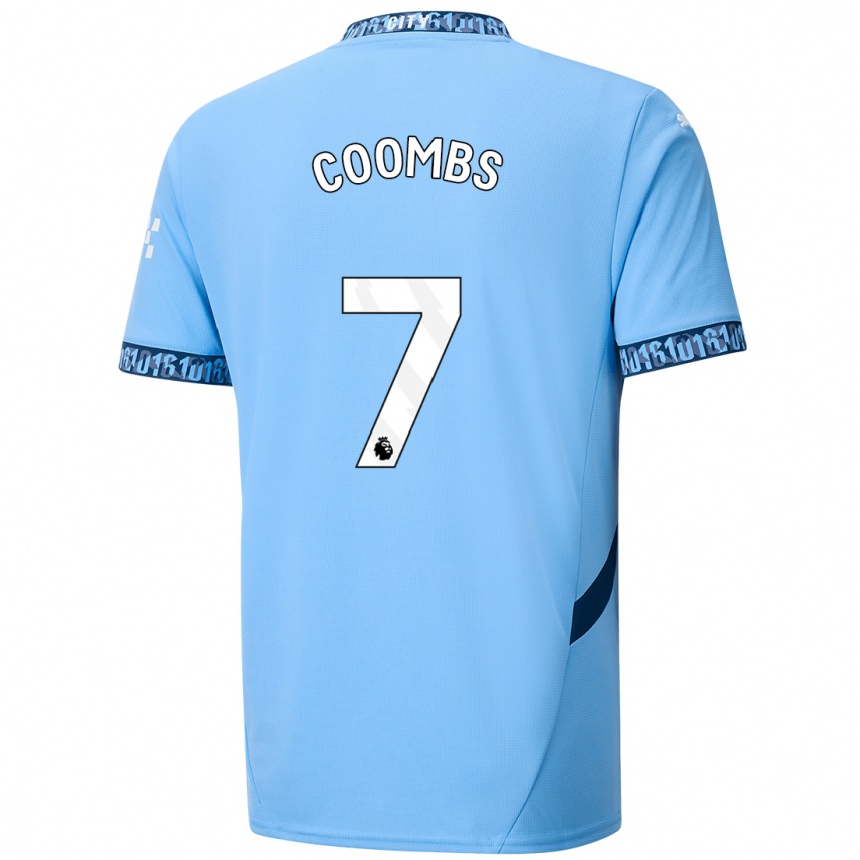 Kids Football Laura Coombs #7 Navy Blue Home Jersey 2024/25 T-Shirt Nz