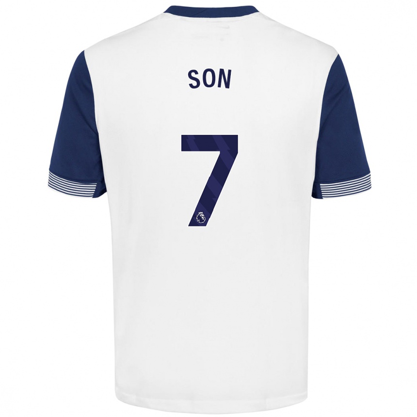 Kids Football Heung-Min Son #7 White Blue Home Jersey 2024/25 T-Shirt Nz