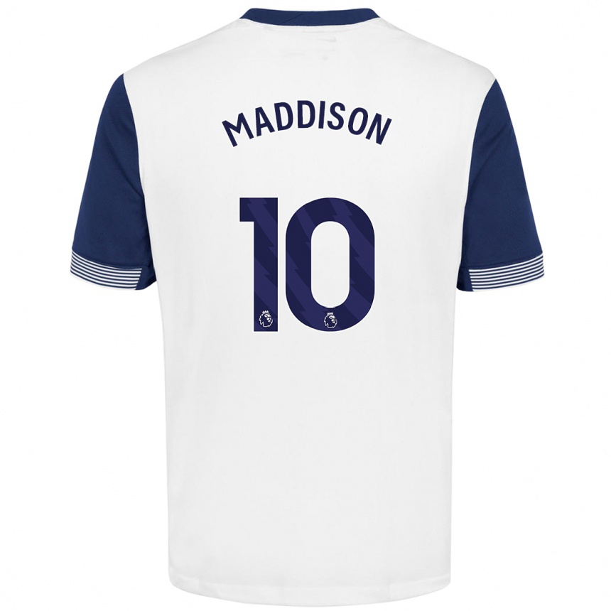 Kids Football James Maddison #10 White Blue Home Jersey 2024/25 T-Shirt Nz