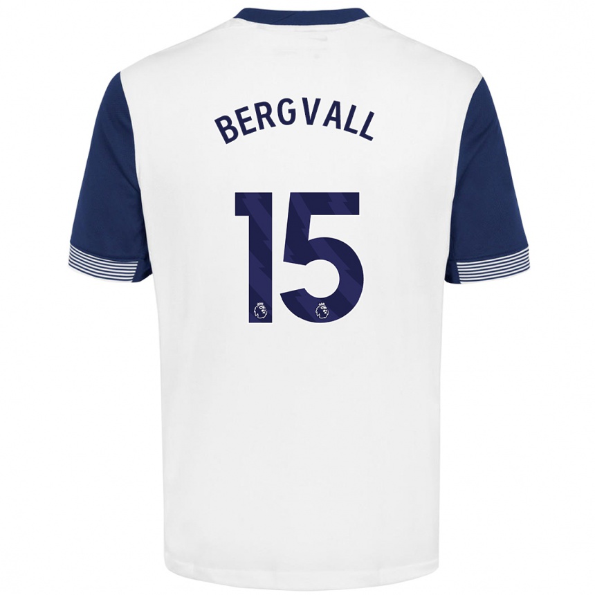 Kids Football Lucas Bergvall #15 White Blue Home Jersey 2024/25 T-Shirt Nz