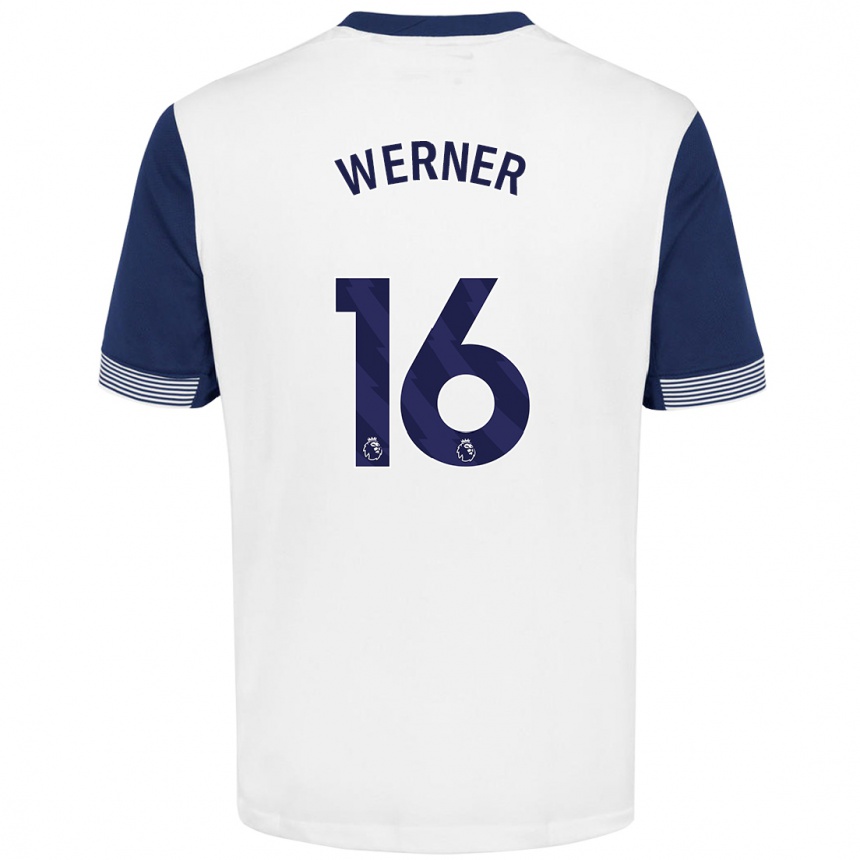 Kids Football Timo Werner #16 White Blue Home Jersey 2024/25 T-Shirt Nz