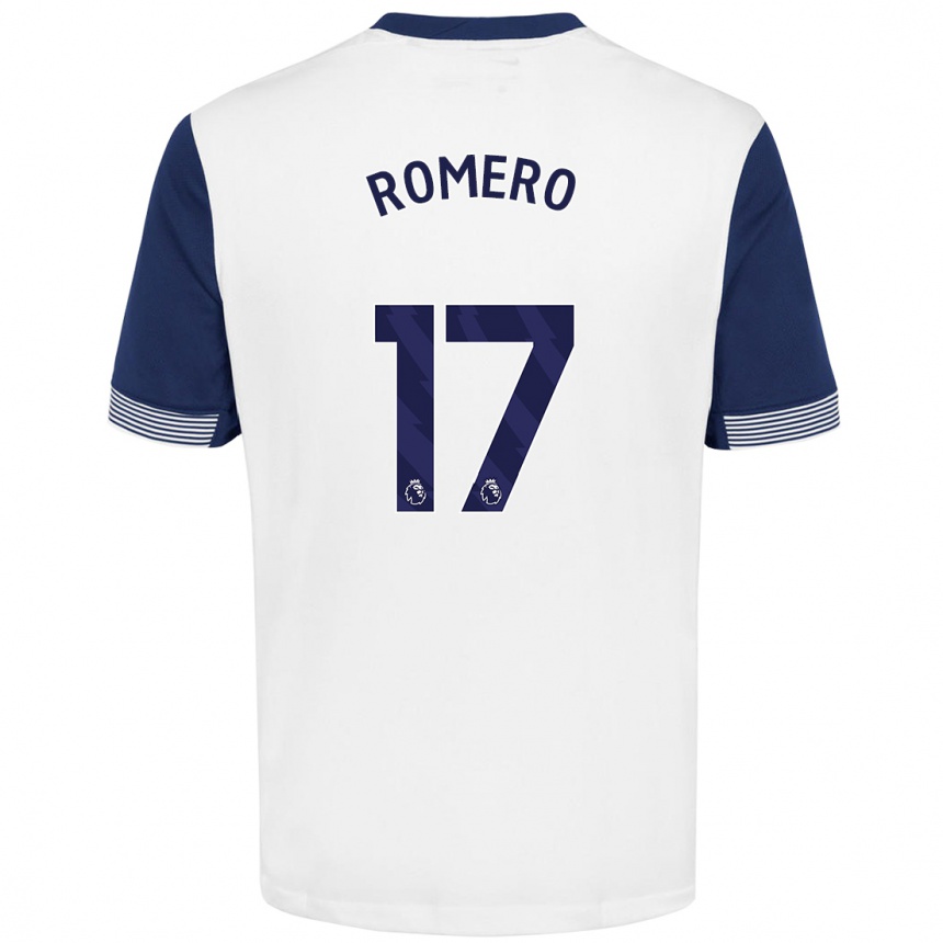 Kids Football Cristian Romero #17 White Blue Home Jersey 2024/25 T-Shirt Nz