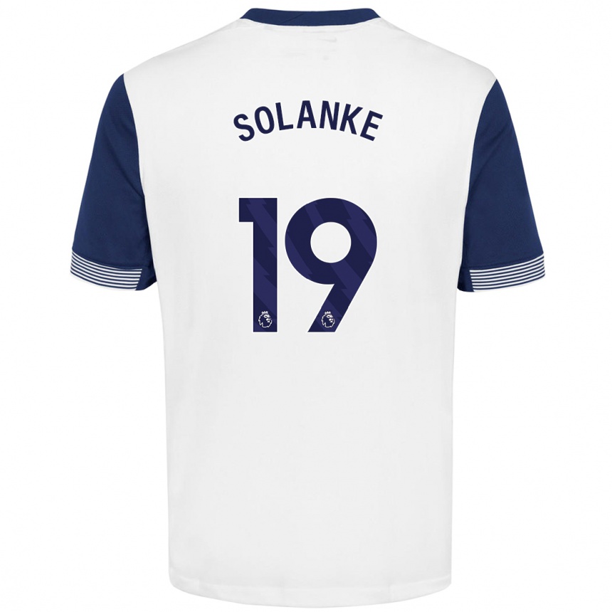 Kids Football Dominic Solanke #19 White Blue Home Jersey 2024/25 T-Shirt Nz