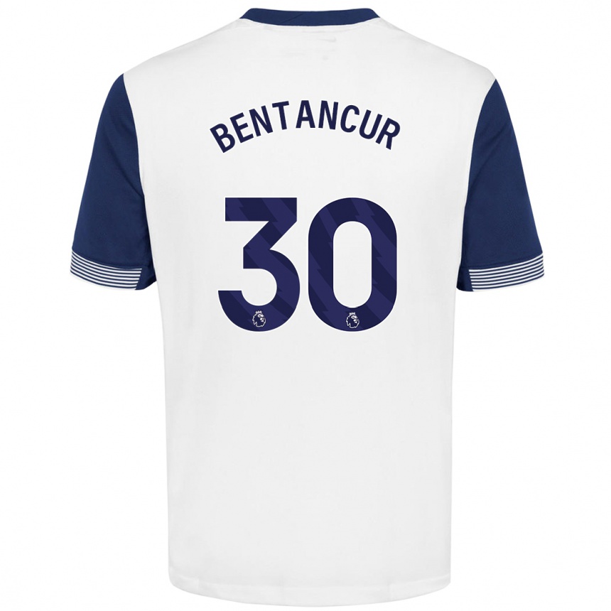 Kids Football Rodrigo Bentancur #30 White Blue Home Jersey 2024/25 T-Shirt Nz