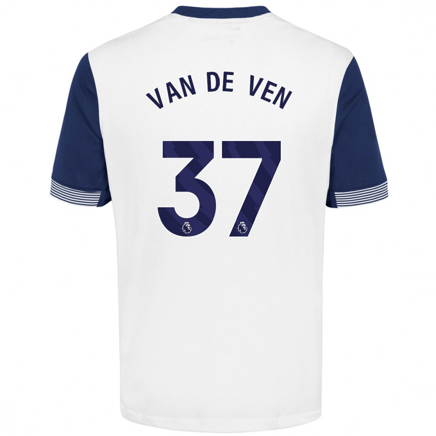 Kids Football Micky Van De Ven #37 White Blue Home Jersey 2024/25 T-Shirt Nz