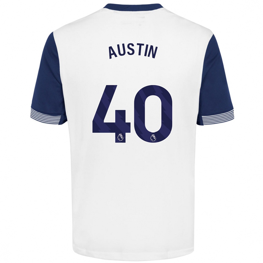 Kids Football Brandon Austin #40 White Blue Home Jersey 2024/25 T-Shirt Nz