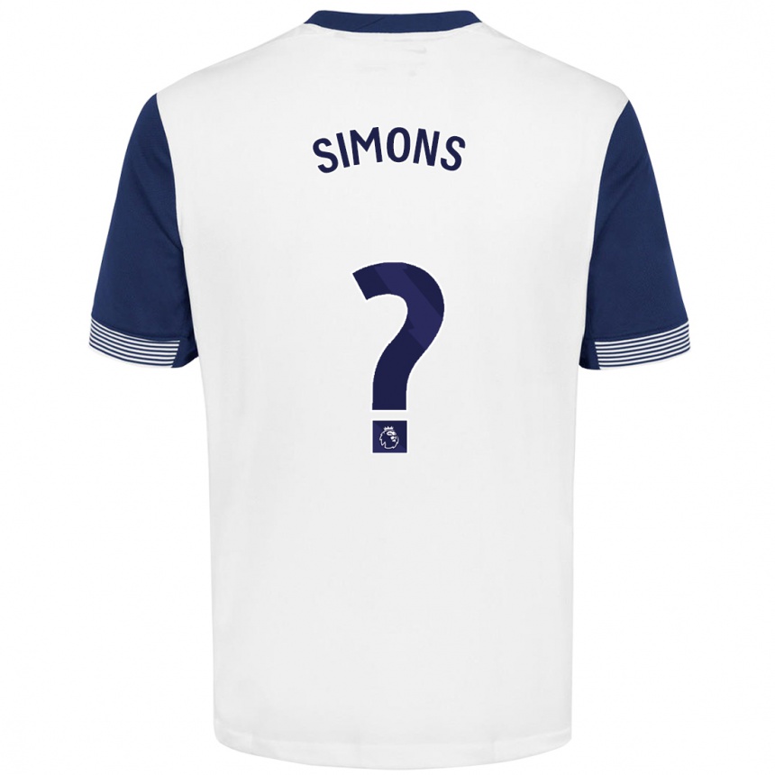 Kids Football Zach Simons #0 White Blue Home Jersey 2024/25 T-Shirt Nz