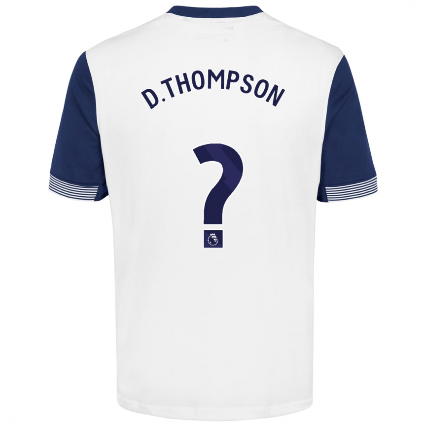 Kids Football Dylan Thompson #0 White Blue Home Jersey 2024/25 T-Shirt Nz