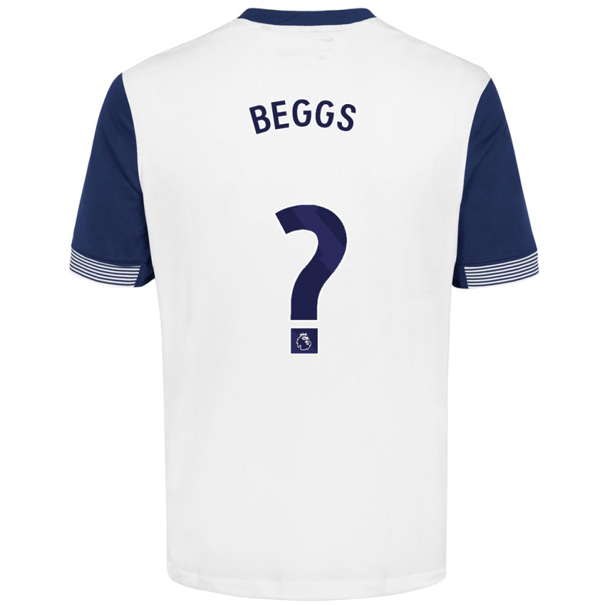 Kids Football Jamel Beggs #0 White Blue Home Jersey 2024/25 T-Shirt Nz