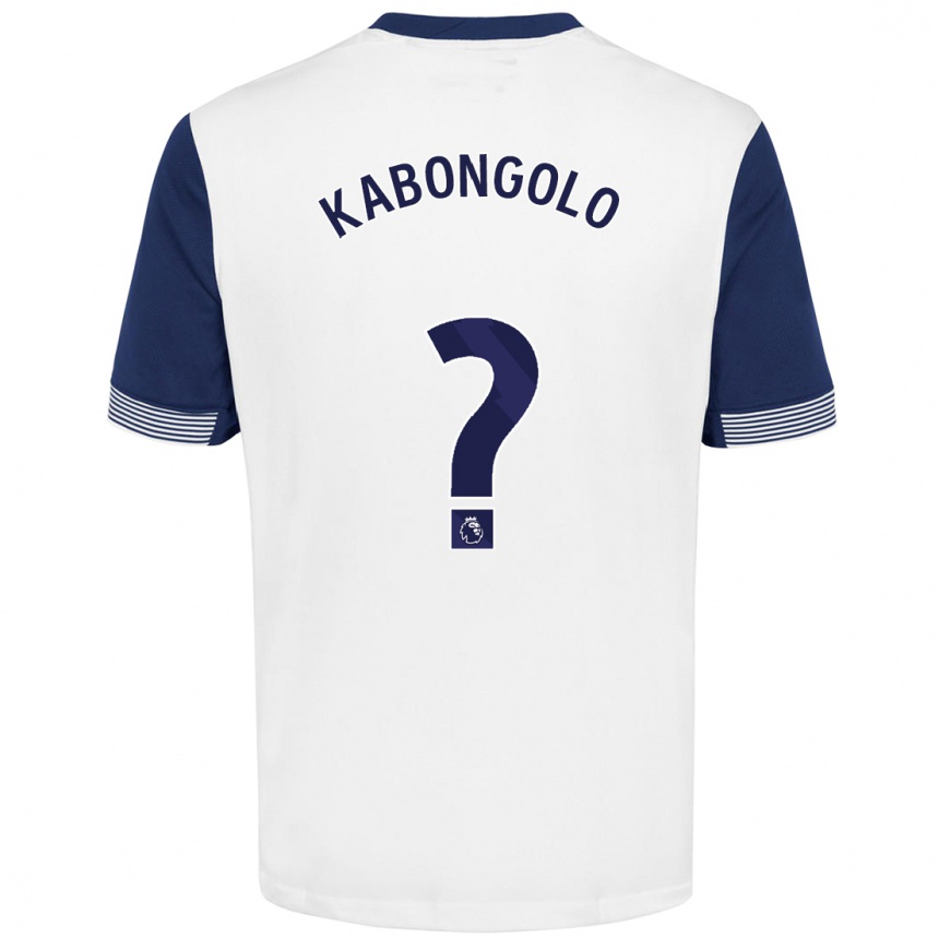 Kids Football Melvyn Kabongolo #0 White Blue Home Jersey 2024/25 T-Shirt Nz