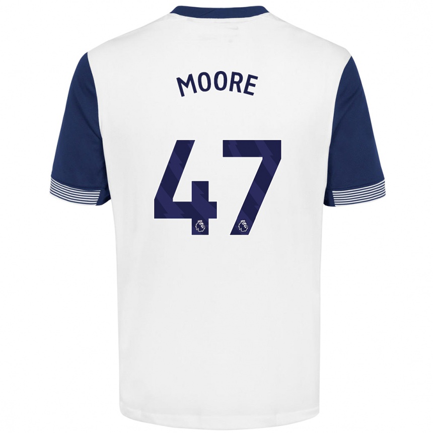 Kids Football Mikey Moore #47 White Blue Home Jersey 2024/25 T-Shirt Nz