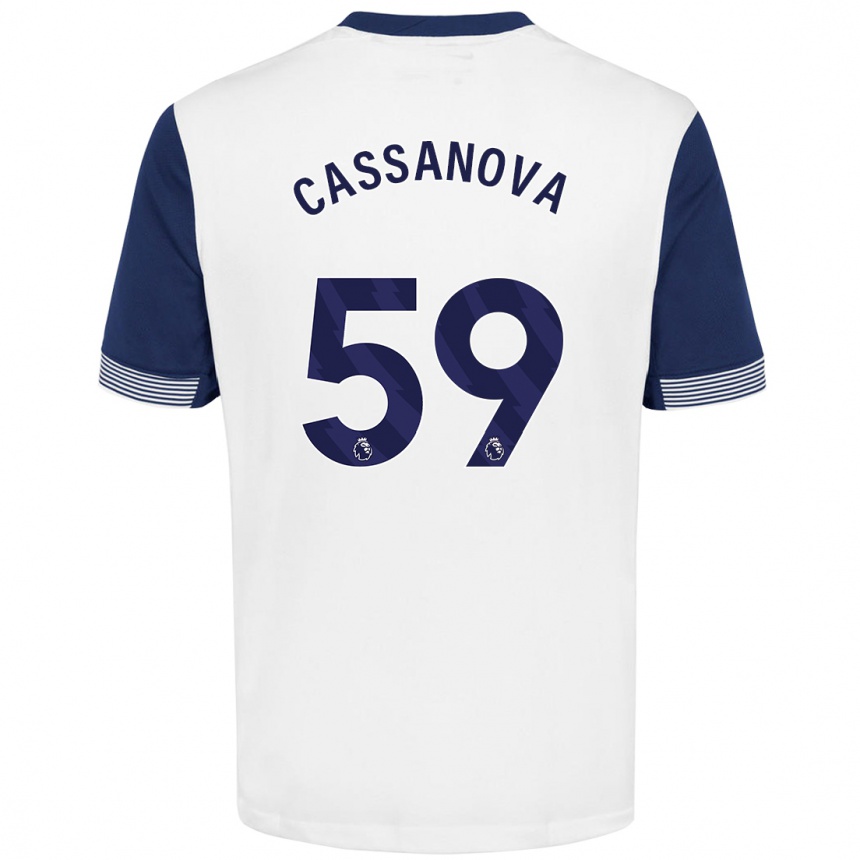 Kids Football Dante Cassanova #59 White Blue Home Jersey 2024/25 T-Shirt Nz