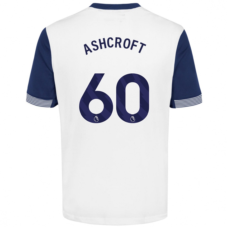 Kids Football Tyrell Ashcroft #60 White Blue Home Jersey 2024/25 T-Shirt Nz