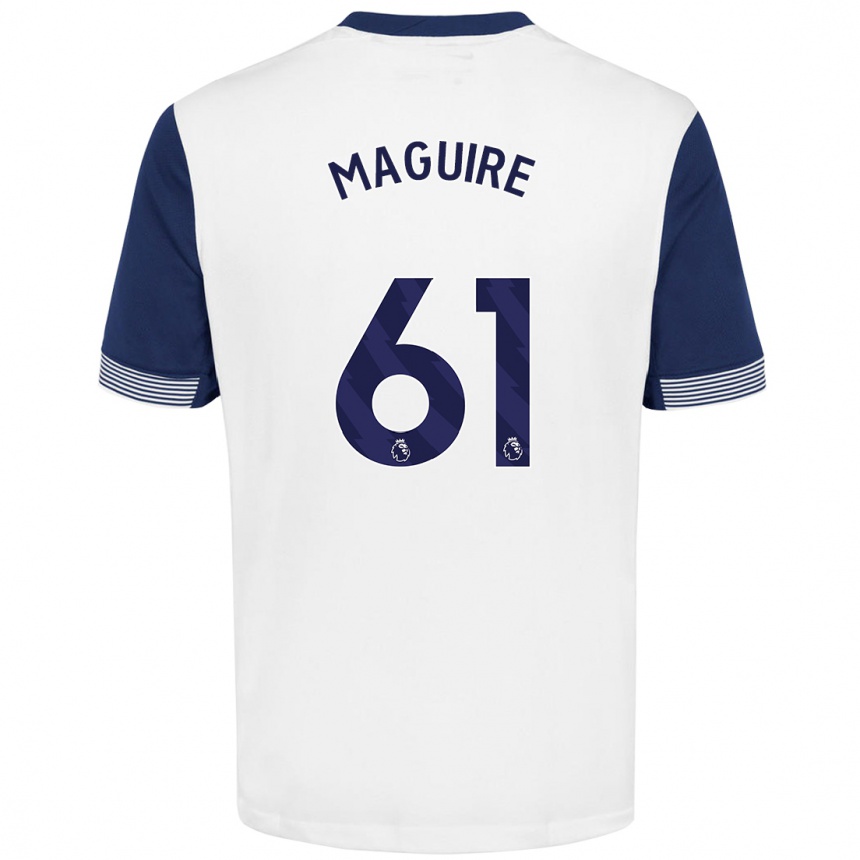 Kids Football Aaron Maguire #61 White Blue Home Jersey 2024/25 T-Shirt Nz