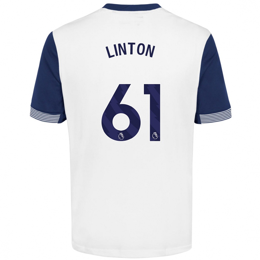 Kids Football Jahziah Linton #61 White Blue Home Jersey 2024/25 T-Shirt Nz