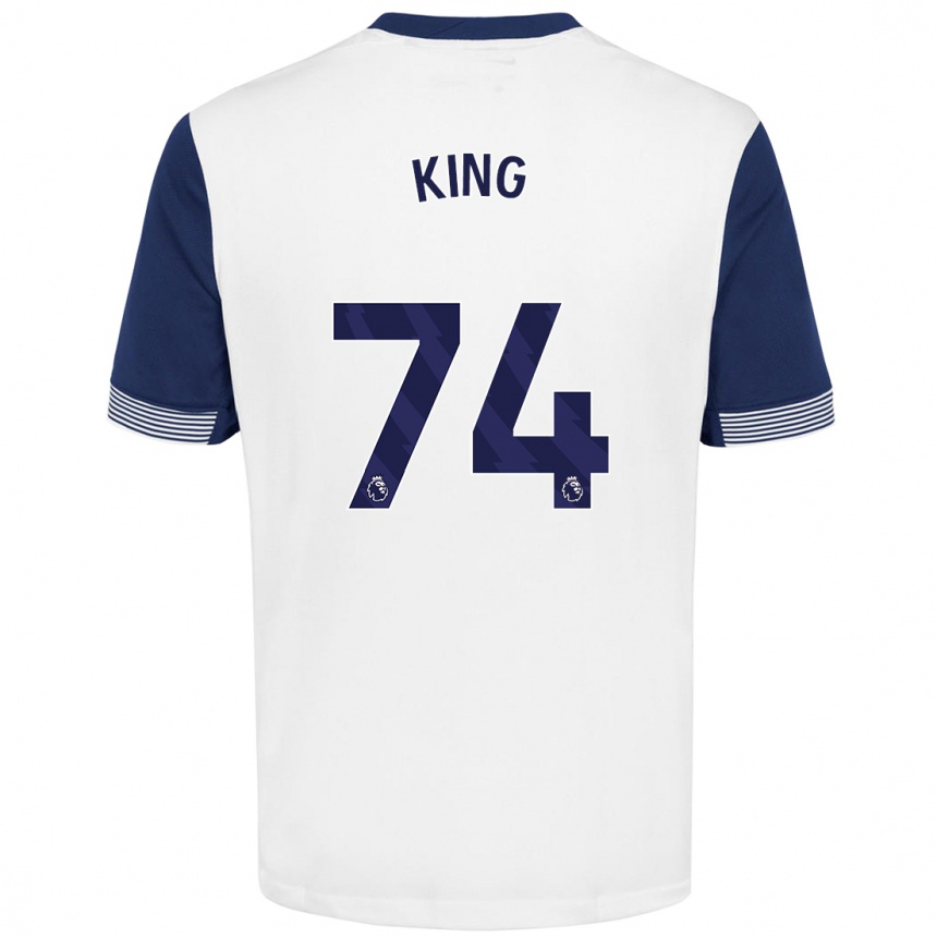 Kids Football Maeson King #74 White Blue Home Jersey 2024/25 T-Shirt Nz