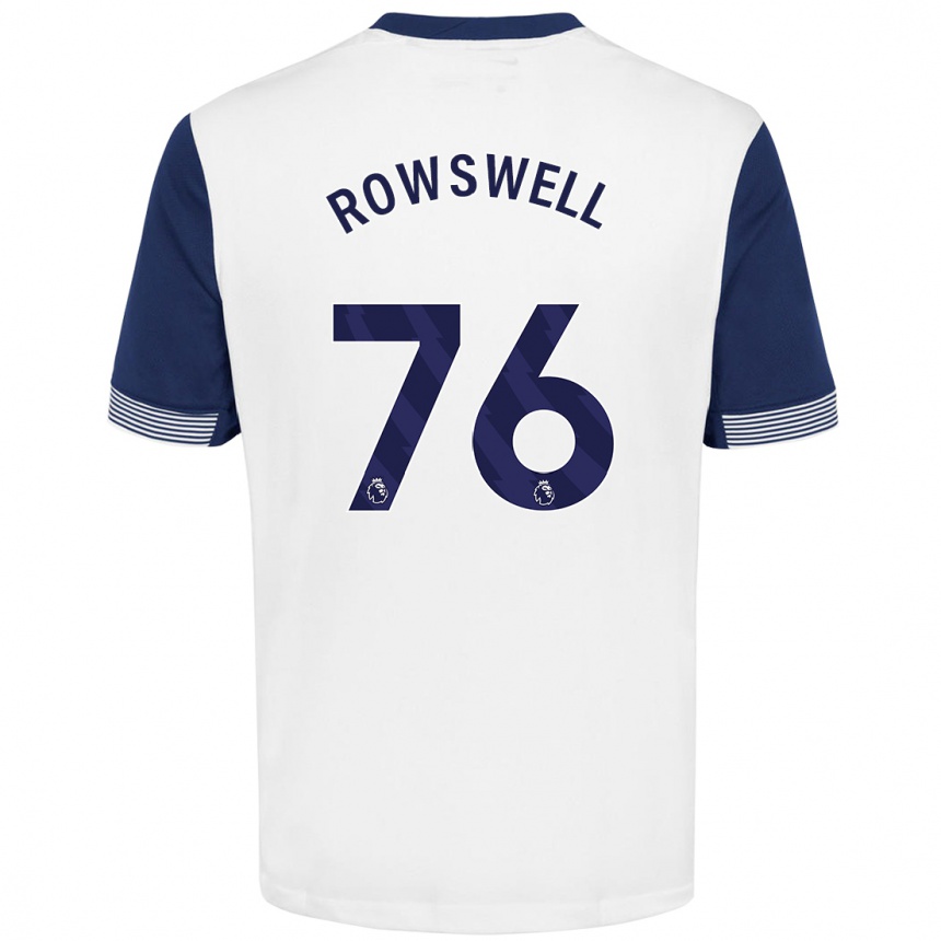 Kids Football James Rowswell #76 White Blue Home Jersey 2024/25 T-Shirt Nz