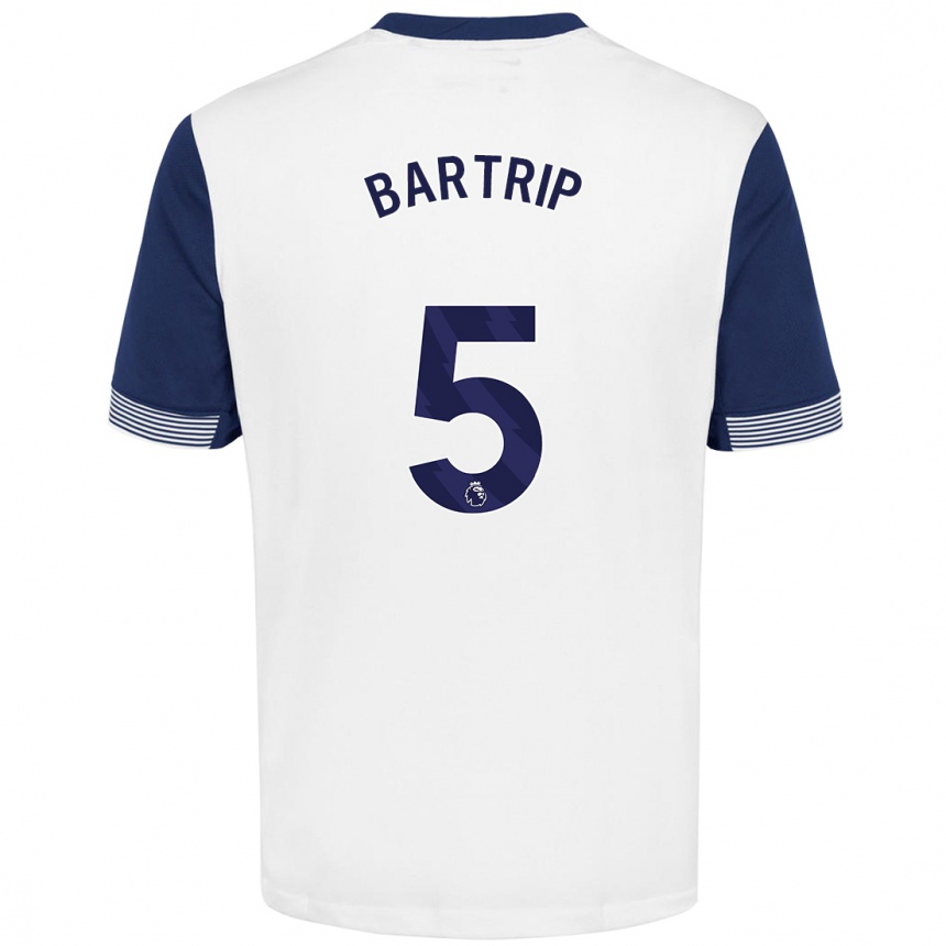 Kids Football Molly Bartrip #5 White Blue Home Jersey 2024/25 T-Shirt Nz