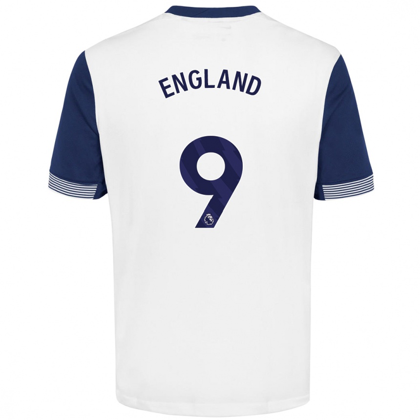 Kids Football Bethany England #9 White Blue Home Jersey 2024/25 T-Shirt Nz