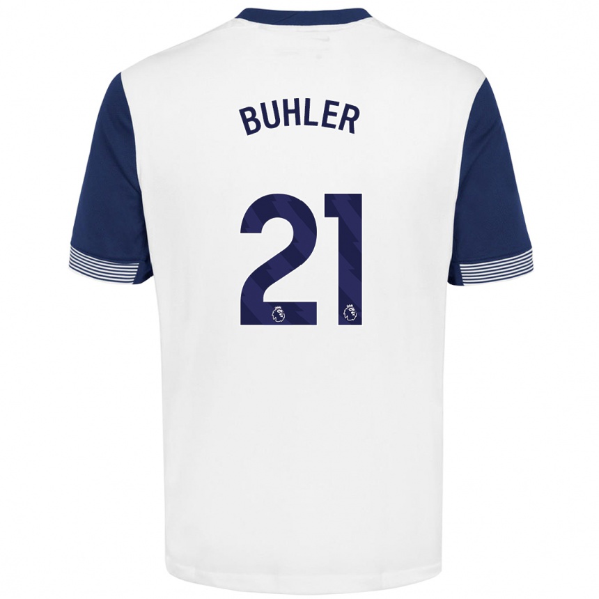 Kids Football Luana Bühler #21 White Blue Home Jersey 2024/25 T-Shirt Nz