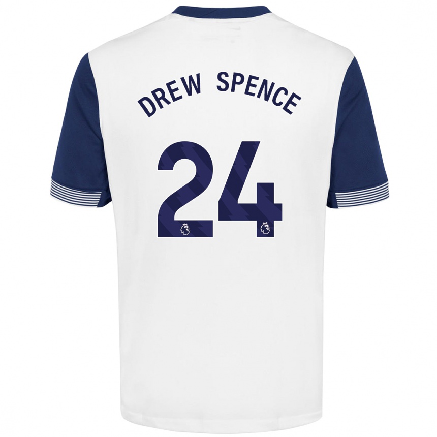 Kids Football Drew Spence #24 White Blue Home Jersey 2024/25 T-Shirt Nz