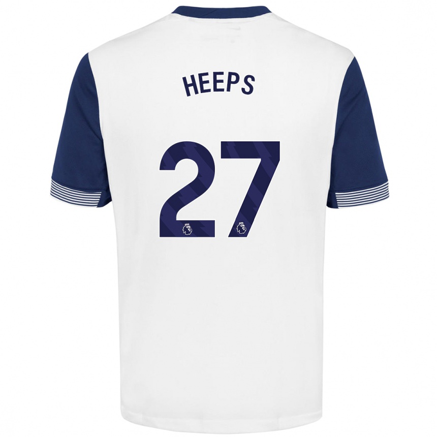 Kids Football Eleanor Heeps #27 White Blue Home Jersey 2024/25 T-Shirt Nz