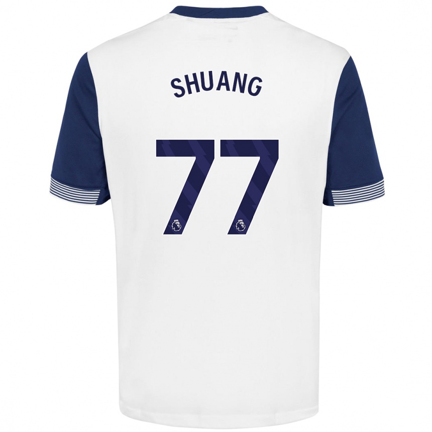 Kids Football Wang Shuang #77 White Blue Home Jersey 2024/25 T-Shirt Nz