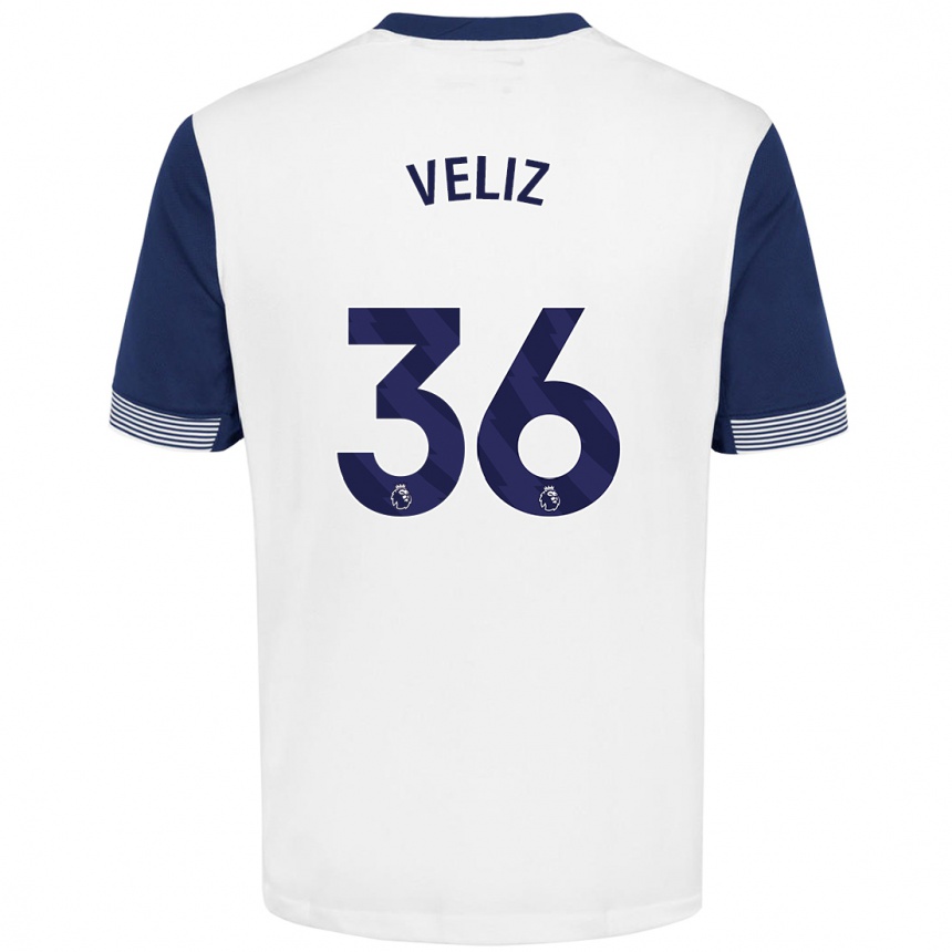 Kids Football Alejo Véliz #36 White Blue Home Jersey 2024/25 T-Shirt Nz