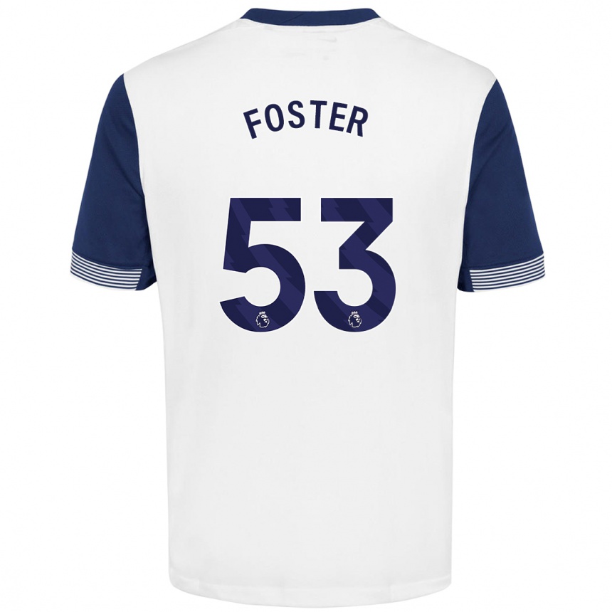 Kids Football Brooklyn Lyons Foster #53 White Blue Home Jersey 2024/25 T-Shirt Nz