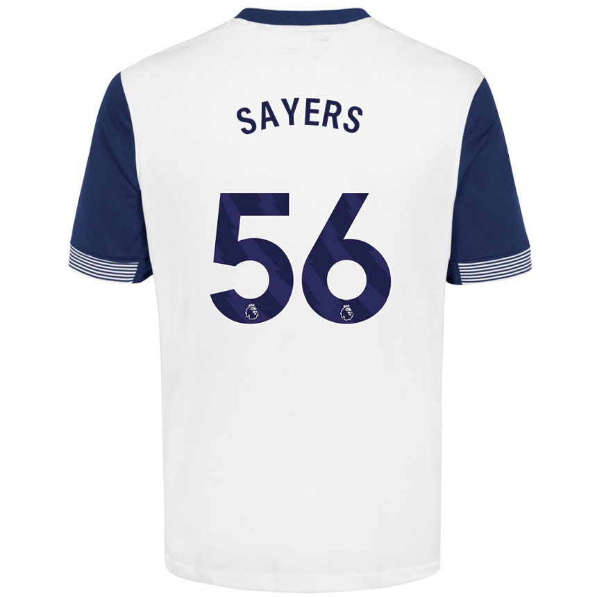 Kids Football Charlie Sayers #56 White Blue Home Jersey 2024/25 T-Shirt Nz