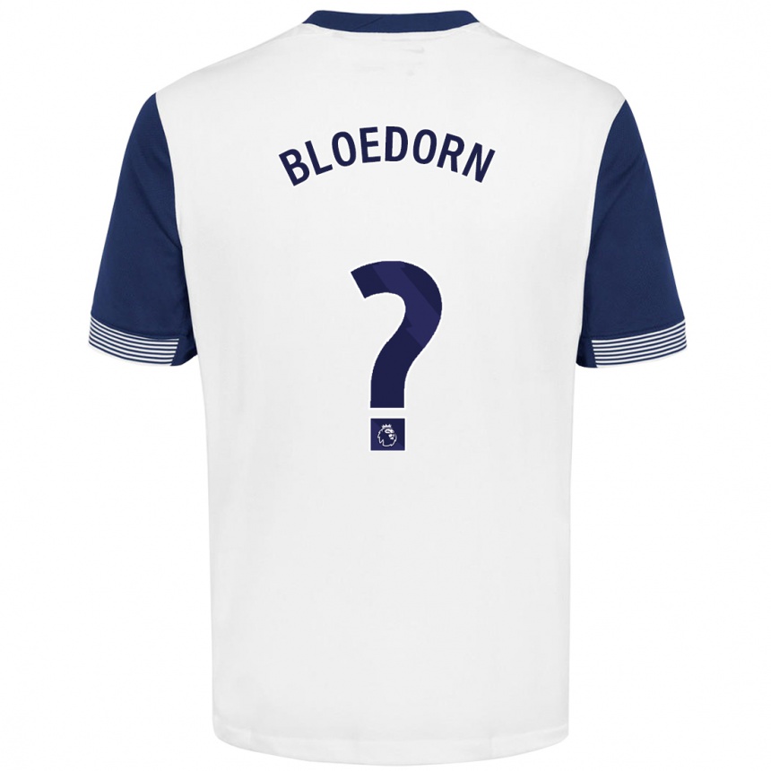 Kids Football Carey Bloedorn #0 White Blue Home Jersey 2024/25 T-Shirt Nz