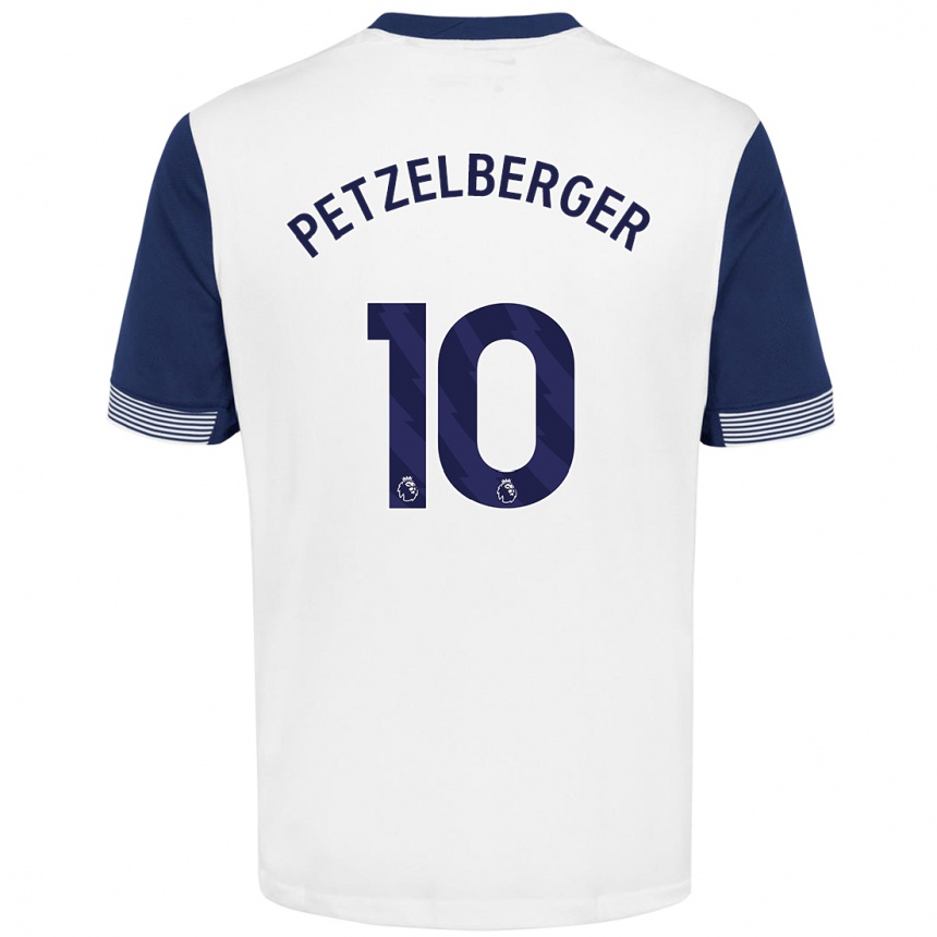 Kids Football Ramona Petzelberger #10 White Blue Home Jersey 2024/25 T-Shirt Nz