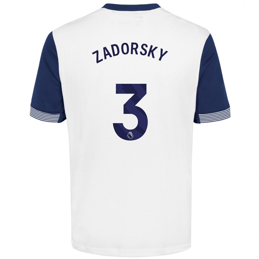 Kids Football Shelina Zadorsky #3 White Blue Home Jersey 2024/25 T-Shirt Nz