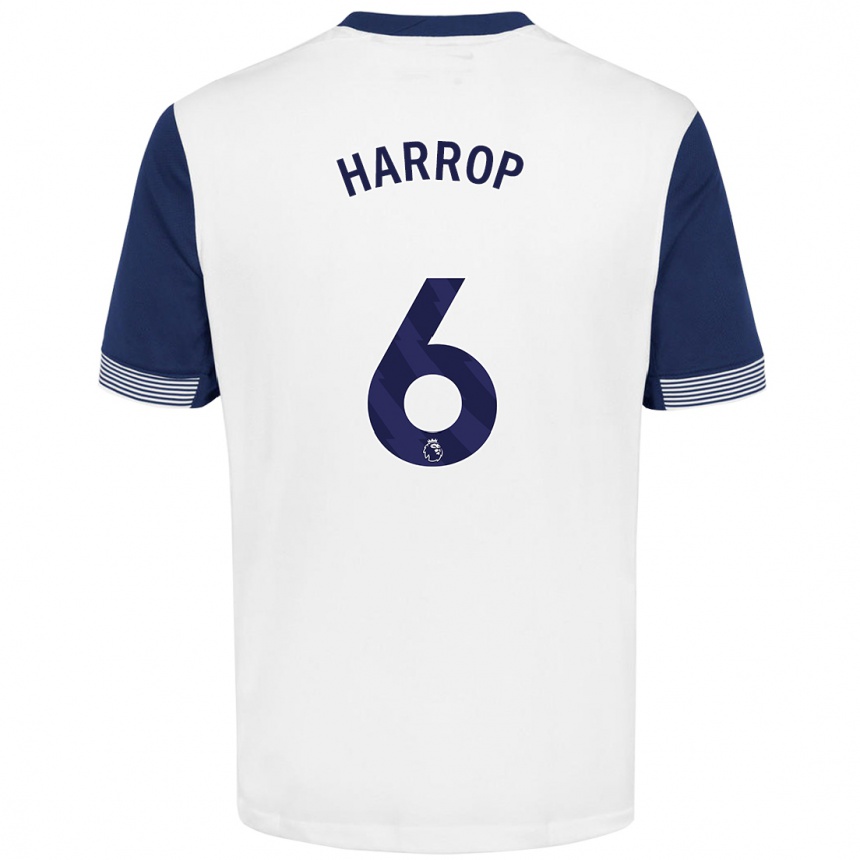 Kids Football Kerys Harrop #6 White Blue Home Jersey 2024/25 T-Shirt Nz