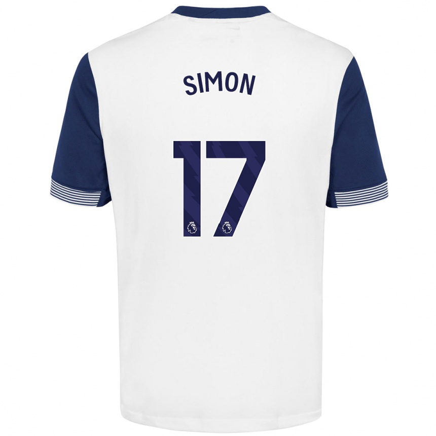 Kids Football Kyah Simon #17 White Blue Home Jersey 2024/25 T-Shirt Nz