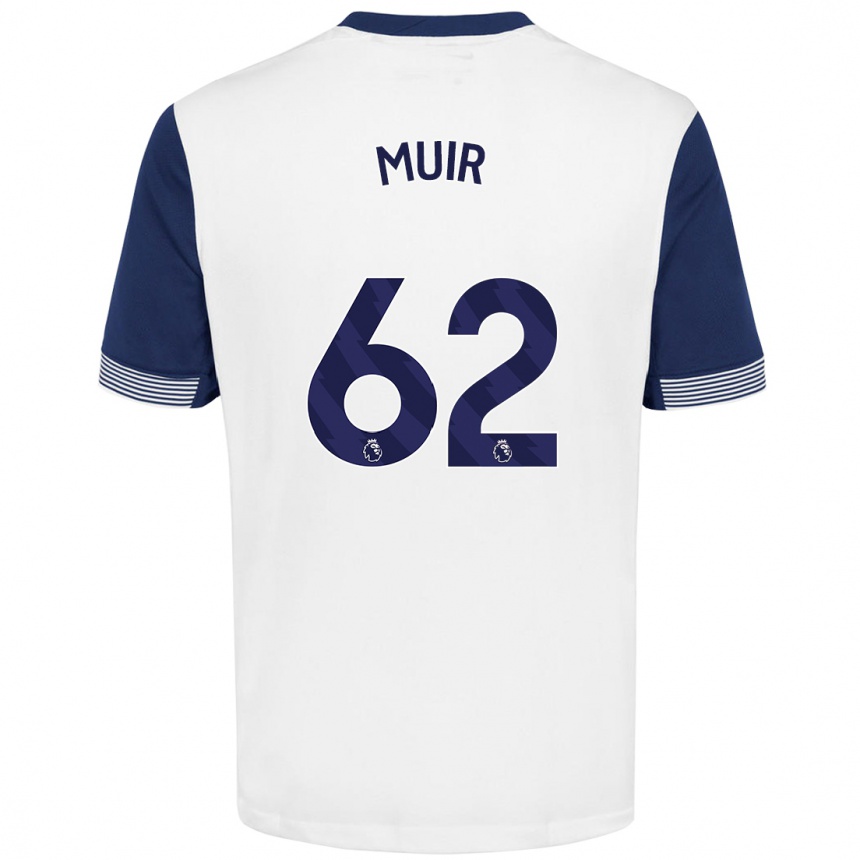 Kids Football Marqes Muir #62 White Blue Home Jersey 2024/25 T-Shirt Nz